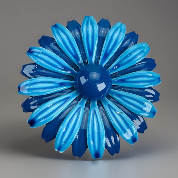 Jewelry - Vintage Blue and Light Blue Large Flower Brooch